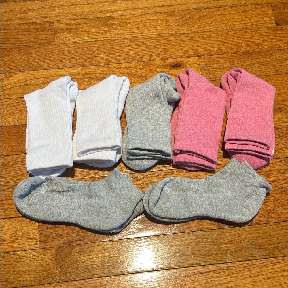 Reebok Women's Socks in Gray, Pink, and White